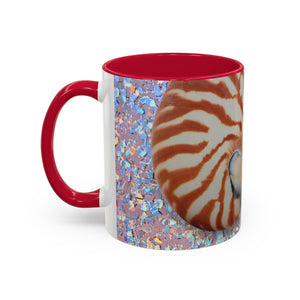 Colorful Mugs (11oz, 15oz), Disco Tiger Stripe Nautilus Macro