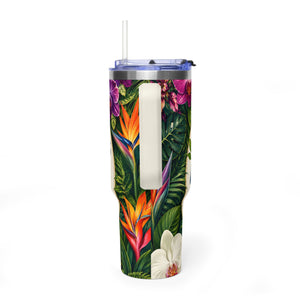 40oz Tropical Coffee Tumbler – Parrot Floral Vacuum Insulated Cup