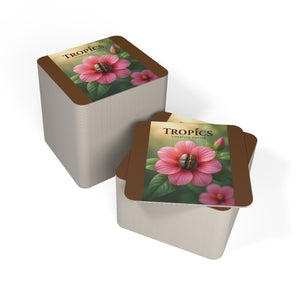 Tropical Cardboard Coaster Set — Coffee Bean Flower (50 or 100 pcs)