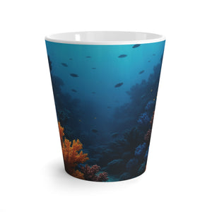Latte White Mug - Black & Orange Coral