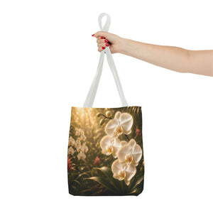Orchid Garden Tote Bag — Sunlit White Orchid Floral All-Over Print