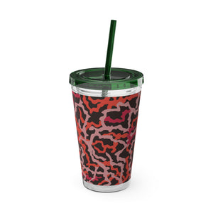 Tropical Tumbler with Straw | 16 oz: Coral Threads, Red