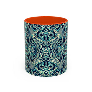 Accent Color Coffee Mug, Many Colors - 11oz & 15oz / Twisted Aqua Octopus