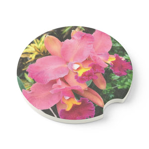 Soapstone Car Coaster - Pink Orchid Trio