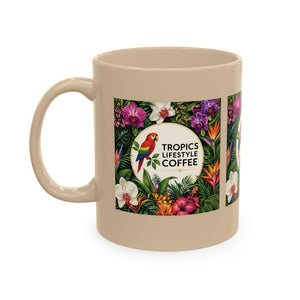 Tropical Coffee Mug, 11 oz — Ceramic Tropics Lifestyle Coffee Colorful Logo