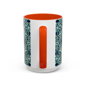 Accent Color Coffee Mug, Many Colors - 11oz & 15oz / Twisted Aqua Octopus