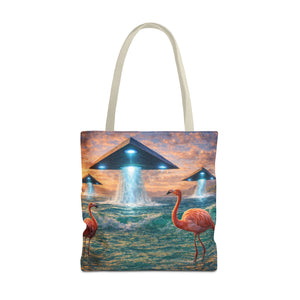 UFO and Flamingos Tote Bag - 3 Sizes