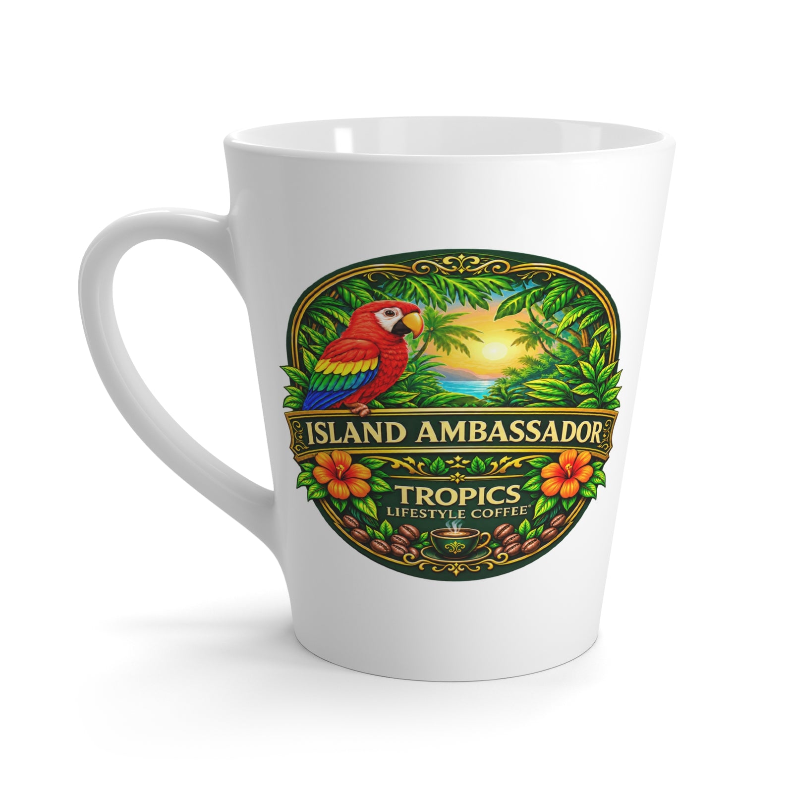 Island Ambassador Latte Mug — Tropical Parrot Coffee Cup