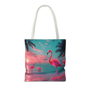 Neon Flamingos at Night Tote Bag - 3 Sizes