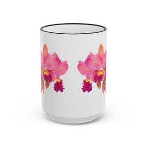 Accent Rim & Handle Mug – Pink Orchids