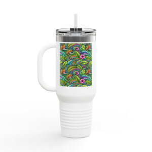 Insulated Travel Mug, 40oz / Rainforest Blooms - Perfect for Outdoor Adventures