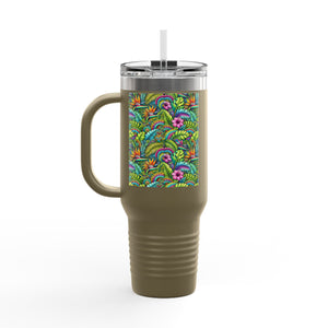 Insulated Travel Mug, 40oz / Rainforest Blooms - Perfect for Outdoor Adventures