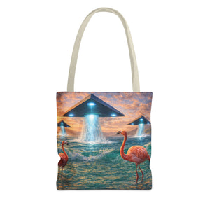UFO and Flamingos Tote Bag - 3 Sizes