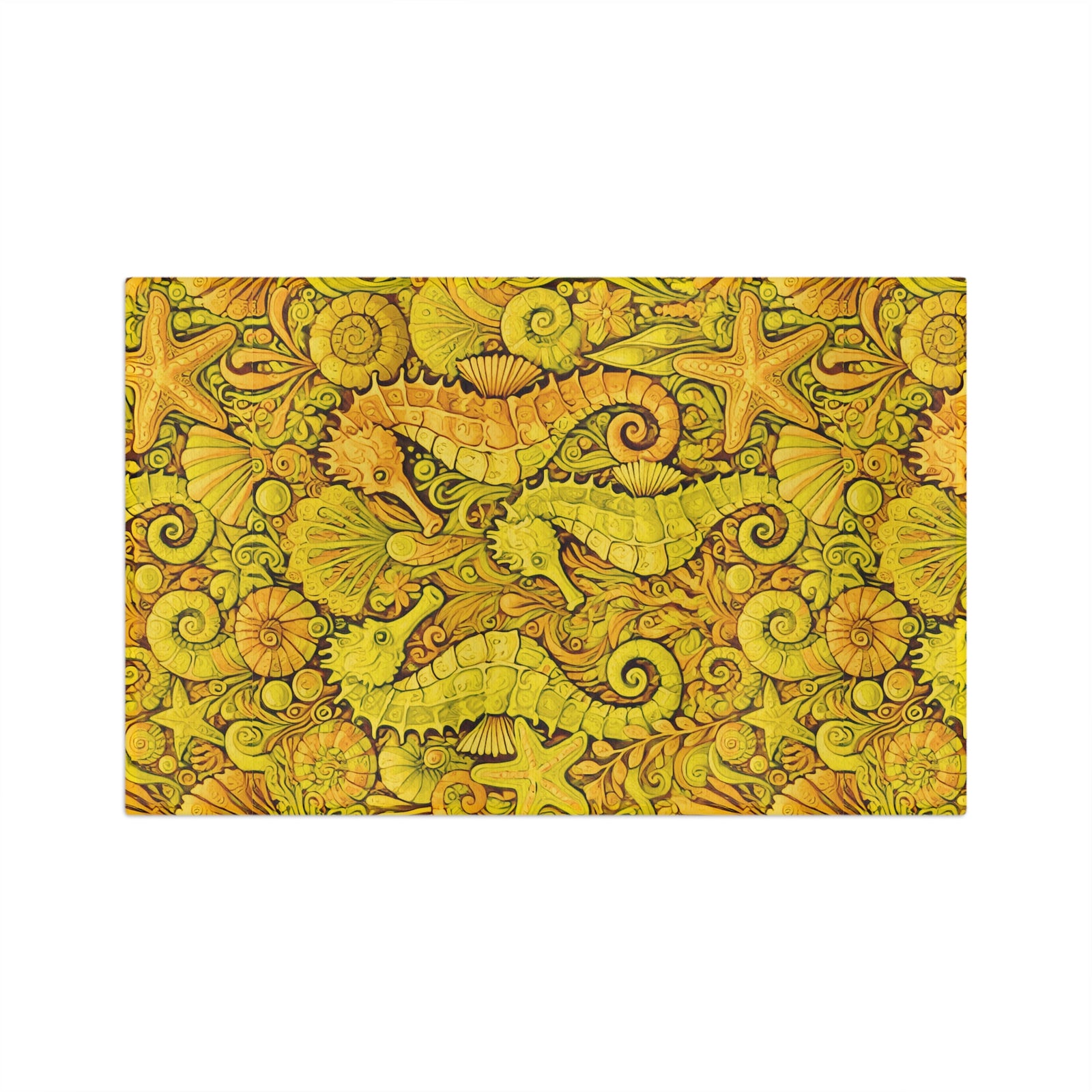 Tropical Microfiber Coffee/Tea Towel – Seahorse Trio, Yellow