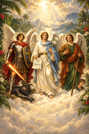 Midnight Surf Art Box Coffee 12 Oz.: Three Archangels, Religious