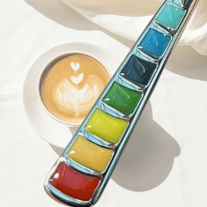 Tropical Paradise Enamel Coffee Spoon, Stainless Steel, 5.5"