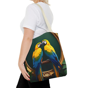 Rainforest Framed Parrot Pair Tote Bag - 3 Sizes