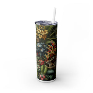 Rainforest Rabbit Outing - Skinny Matte Tumbler 20oz with Straw - Stainless Steel, 7 Colors