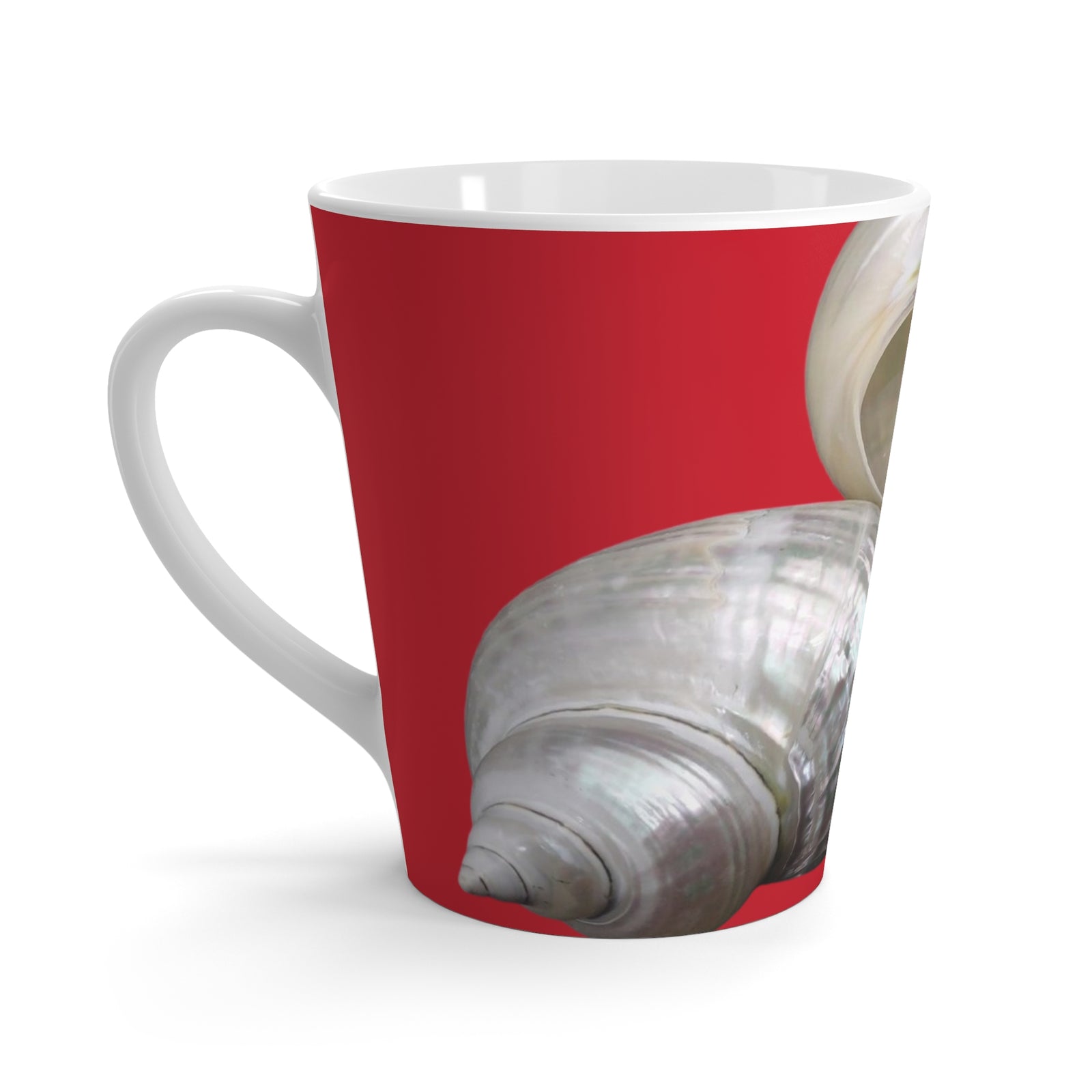 Latte Mug - Perfect for Coffee Enthusiasts / Lustrous Seashell Trio, Red