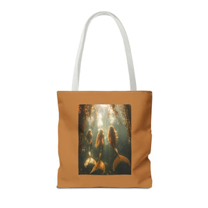 Three Mermaid Sisters, Lt. Brown Tote Bag - 3 Sizes