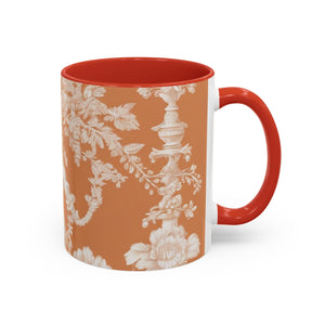 Accent Color Coffee Mug (11, 15oz), Pearl Lady Toile/Melon