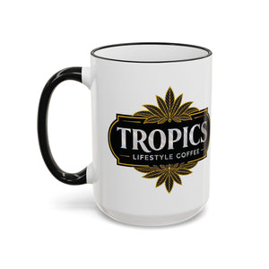 Accent Rim & Handle Mug – Tropics Lifestyle Coffee, Deco Long Logo