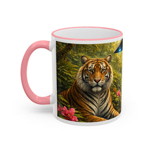 Accent Rim & Handle Mug — UFO & Tiger