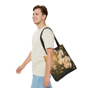 Orchid Garden Tote Bag — Sunlit White Orchid Floral All-Over Print