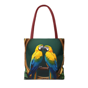 Rainforest Framed Parrot Pair Tote Bag - 3 Sizes