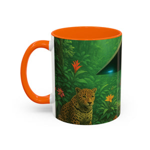 Accent Coffee Mug (11, 15oz), 8 Colors - UFO and Jaguars