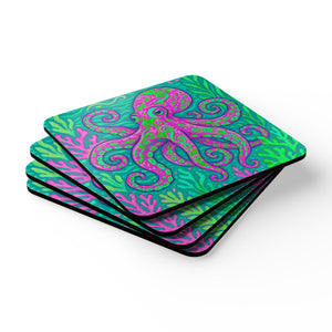 Coaster Set/4 - Purple Kraken Joe