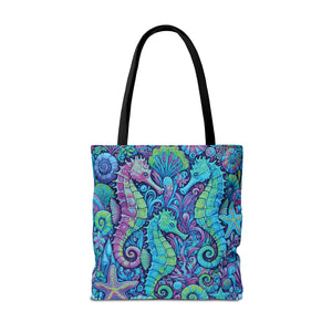 Seahorse Trio Tote Bag, Turquoise Pop - 3 Sizes