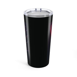 20oz Tropical Glossy Tumbler, Stainless Steel / Peacock Eye Feather, Magenta