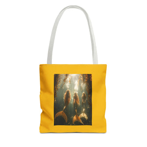 Three Mermaid Sisters, Yellow Tote Bag - 3 Sizes