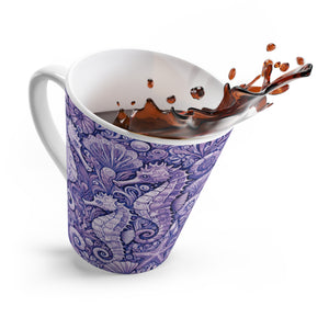 Latte White Mug - Seahorses, Amethyst