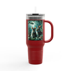 Insulated Travel Mug, 40oz / Sumatran Rabbits/Tundra - Perfect for Outdoor Adventures