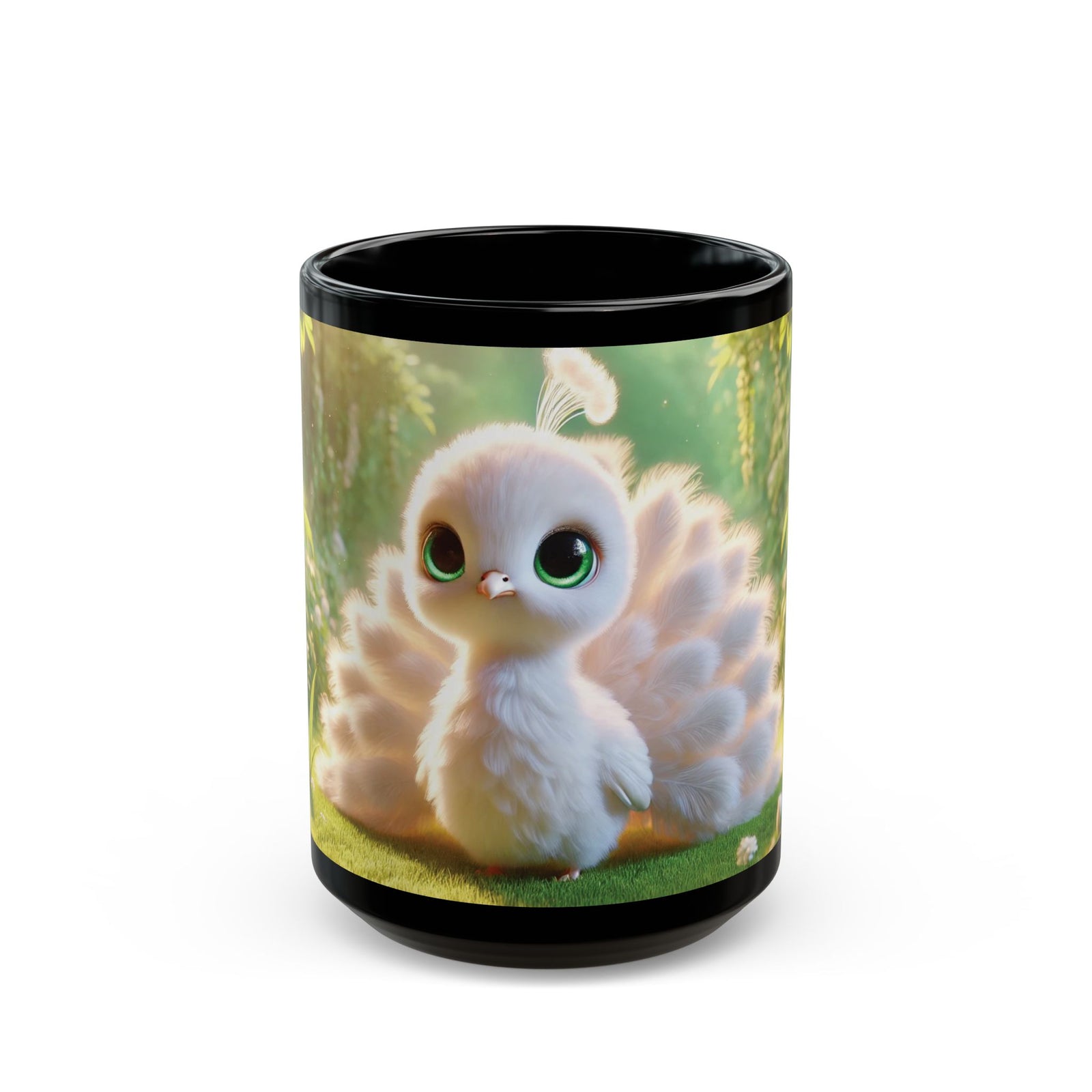 Black Coffee Mug - Baby White Peacock