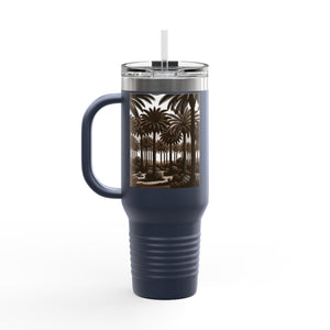 Woodcut Palms Insulated Travel Mug - 40oz - Perfect for Outdoor Adventures