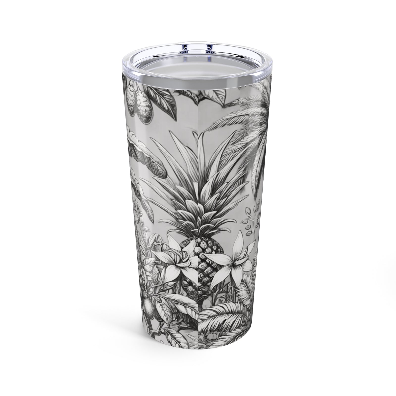 20oz Tropical Glossy Tumbler, Stainless Steel / Tropical Fruit, Newspaper