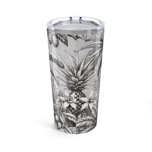 20oz Tropical Glossy Tumbler, Stainless Steel / Tropical Fruit, Newspaper