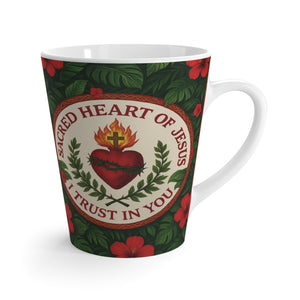 Religious Latte White Mug - Sacred Heart of Jesus Prayer