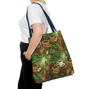 Tropical Rabbits & UFOs Tote Bag, Black - 3 Sizes