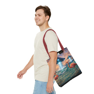 UFO and Flamingos Tote Bag - 3 Sizes