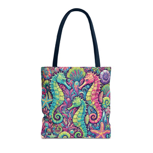 Seahorse Trio Tote Bag, Brights - 3 Sizes