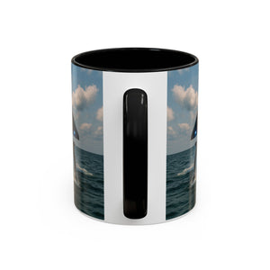 Accent Coffee Mug (11, 15oz), 8 Colors - UFO and Dolphin