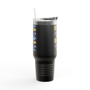 School of Fish/White Insulated Travel Mug - 40oz - Perfect for Outdoor Adventures