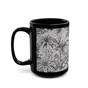 Black Coffee Mug - Tropical Fruit, Newspaper Ink