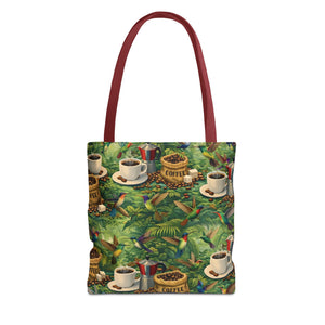 Tropical Hummingbirds & Coffee Tote Bag, Black - 3 Sizes