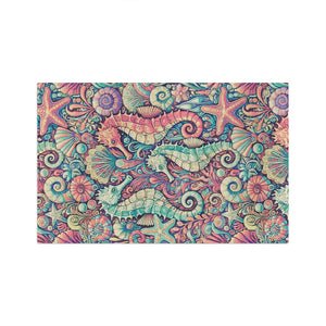 Tropical Microfiber Coffee/Tea Towel  — Seahorse Trio, Vintage