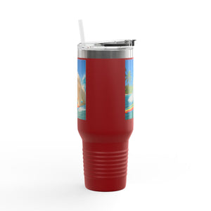 Insulated Travel Mug - 40oz - Perfect for Outdoor Adventures / Puppy Ariel the Dog Surfer